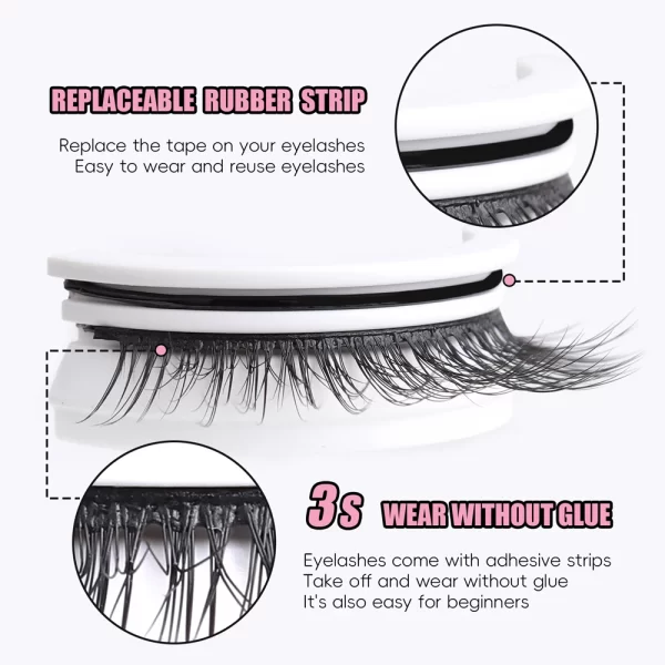 1Pair Reusable Self-Adhesive False Eyelashes Full Strip Eyelash Glue-Free 3 Seconds To Wear Lashes Extension Beauty Supplies - Image 4