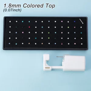 61PCS Nose Piercing Kit Including 1pc Disposable Nose Piercing Gun Machine 60pcs CZ Straight Nose Studs Body Jewelry Tool Set