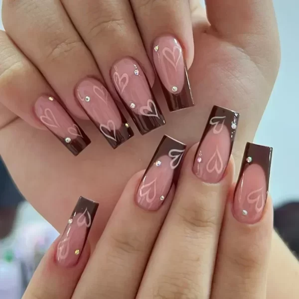 Sweet Romantic Pink Lips Print Wearable Fake Art Nail Spice Girl Frosted False Nails Valentine's Day Press on Nail Glue Manicure - Image 12