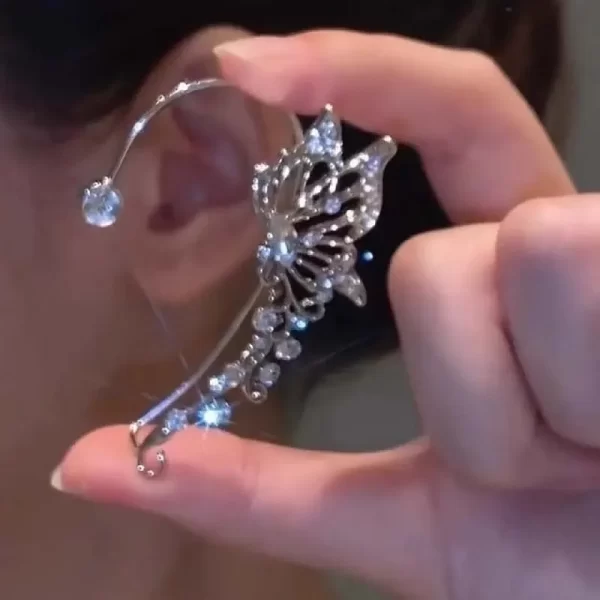 Korean Fashion Zircon Butterfly Elf Ear Cuff for Women Sparkling Zircon Crystal Without Piercing Clip Earrings Wedding Jewelry - Image 2