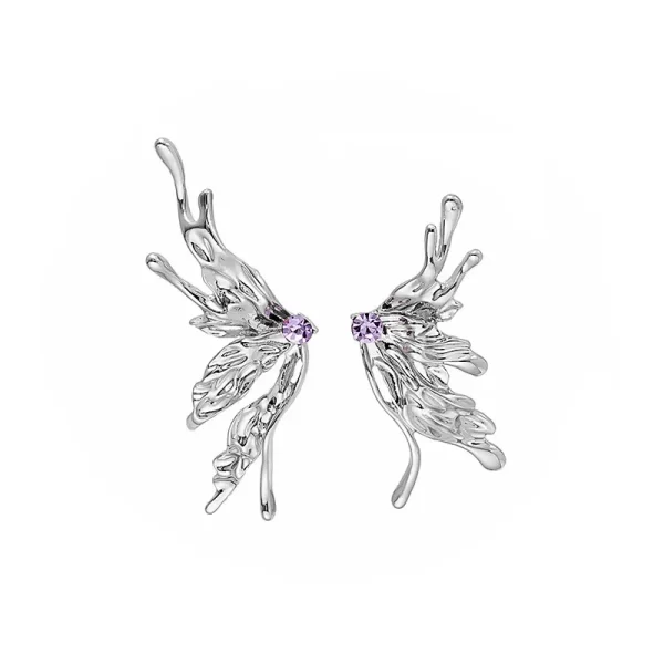 2024 New Y2K Aesthetic Hip Hop Punk Style Liquid Butterfly Zircon Earring for Woman Cool Metal Big Earrings Jewelry Wholesale - Image 6