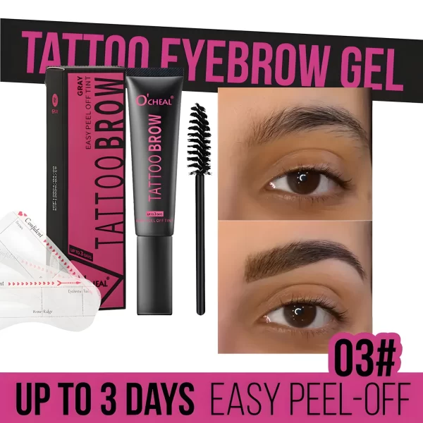 Waterproof Tattoo Brow Peel Off Tint with Stencils - Semi-Permanent Eyebrow Tint Lasts Up to 3 Days - Easy to Apply and Long-Las - Image 8