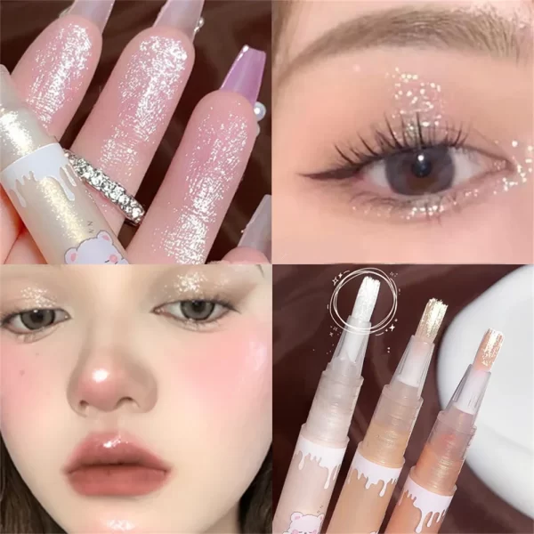 Lying Silkworm Highlighter Pen White Pearl Shiny Diamond Waterproof Lasting Eye Makeup Glitter Brightening Eyeliner Eyeshadow - Image 2