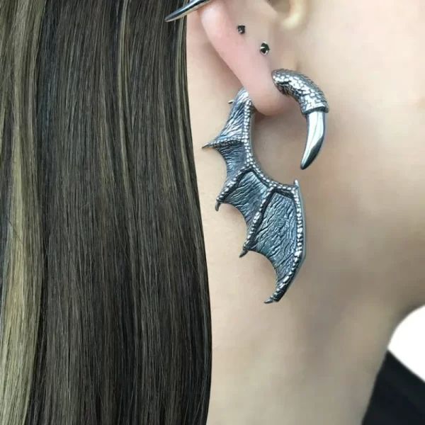 Dragon Earrings, Front Back Earrings, Stainless Steel Earrings, Gothic Jewelry, Ear Jacket, Dragon Ear Jacket, Dragon Jewelry, D - Image 12