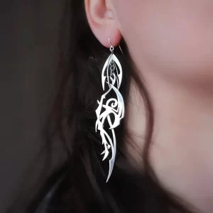 Trend Personality Alloy Metal Statement Earrings Lady New Fashion Silver Color Hanging Dangle Earrings Jewelry