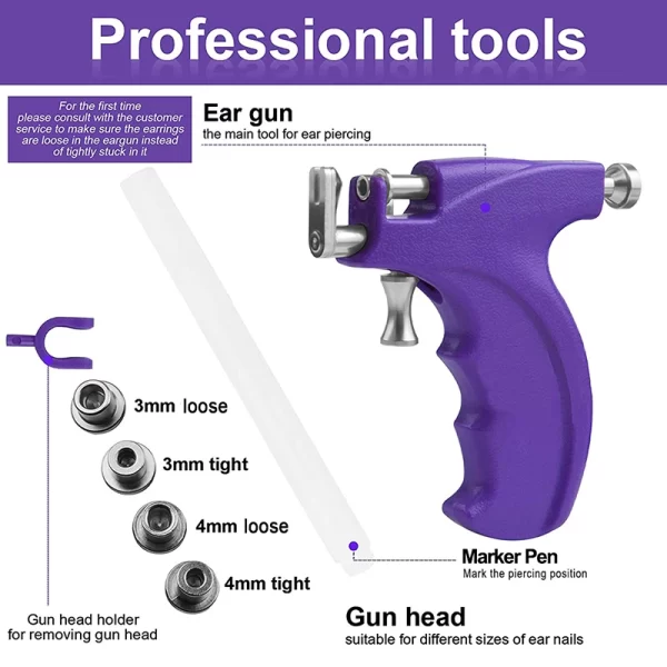 Professional Ear Piercing Gun Tools with Ear Stud Earring Sterile Nose Navel Helix Piercing Tool Set Body Jewelry Machine Kit - Image 2