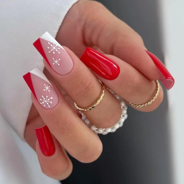 Hot New Women Girls 24Pcs Long Square Red French White Border Heart Full Coverage Wearable Fake Nail Press on Nail Art - Image 10