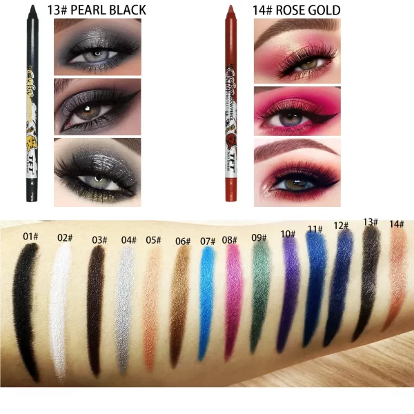 14 Colors Colorful Long-lasting Eyeliner Pencil Waterproof Quick-Dry No Blooming Blue Pink Eye Liner Pen Cosmetics Tools - Image 4