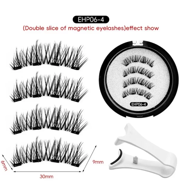 4pcs Magnetic Eyelashes Natural Long With Applicator Reusable Lashes Extension Women Beauty Thick Long 3D False Magnetic Lashes - Image 8