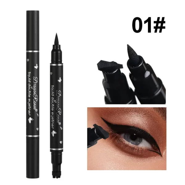 Dragon Ranee Double head Star Seal Eyeliner waterproof non-smudging novice heart plum embellished eye tail eyeliner - Image 9