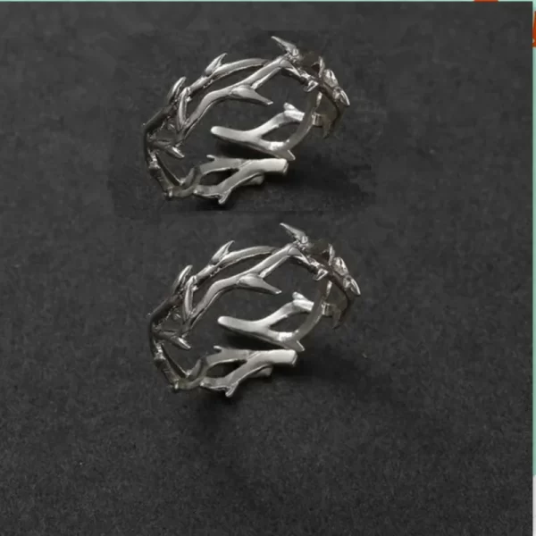 Vintage Goth Thorny Rose Couple Rings for Men Women Charm Irregularity Opening Stainless Steel Punk Finger Ring Jewelry Y2k Gift - Image 12