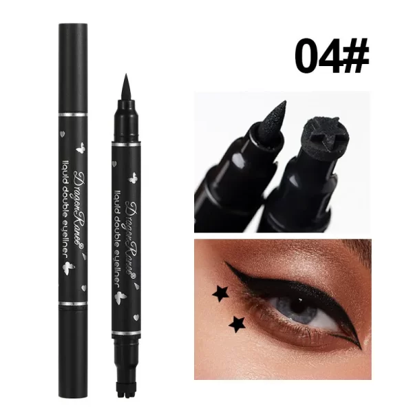 Dragon Ranee Double head Star Seal Eyeliner waterproof non-smudging novice heart plum embellished eye tail eyeliner - Image 8