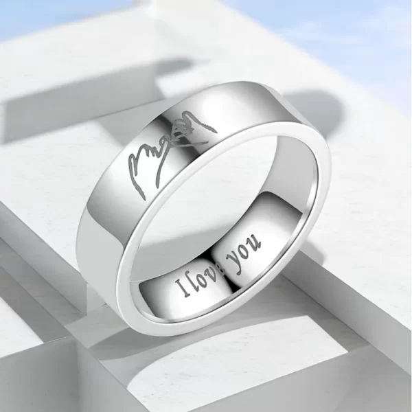 Fashion Titanium Steel Couple Rings With Letters I LOVE YOU Inside Jewelry Gifts For Love Couples Black And White Two Styles - Image 3