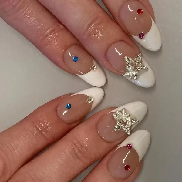 24pcs White French False Nails y2k White Star Ballerina Coffin Press on Nails Detchable Full Cover Fake Nails Tips For Girls - Image 7