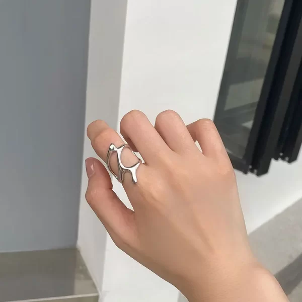 Kpop Trend Lava Irregular Rings Vintage Chunky Hollow Branches Open Ring For Women Punk Geometric Rings Wedding Y2K Jewelry - Image 4