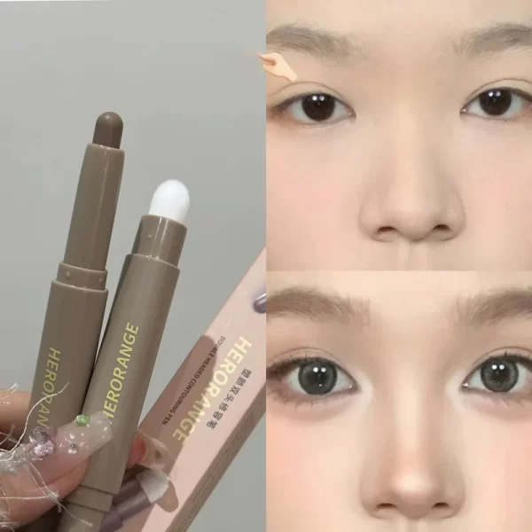 Nose Shadow Bronzers Contouring Makeup Pen Natural Grey Brown Three-dimensional Face Matte Shadow Cream Contour With Brush - Image 5