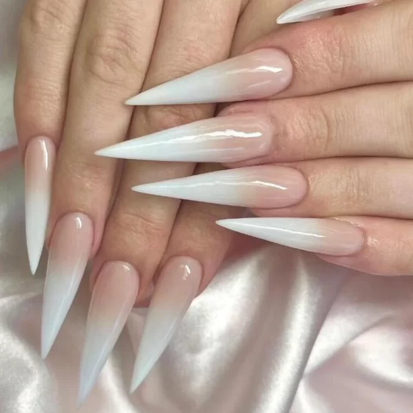 Wine Red Fake Nail Tips Long Pointed Head Glossy Press on Nails Wearable Full Cover INS Gradient Color False Nail Tips 24pcs - Image 14