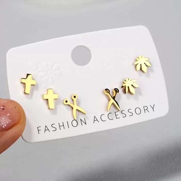 Stainless Steel Earrings Small Cute Butterfly Star Moon Heart Stud Earrings Set Punk Piercing Earing Women's Minimalist Jewelry - Image 8