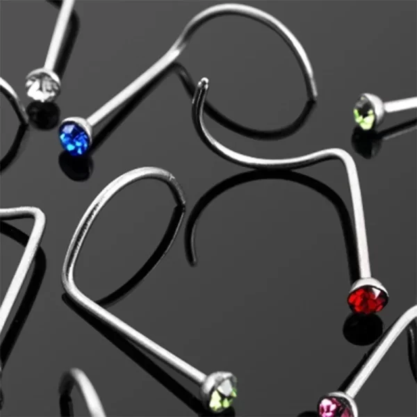 Delysia King 30pcs/set Women Punk Crystal Anti Allergy Nose Stud Bend Titanium Steel Body Puncture Jewellery - Image 5