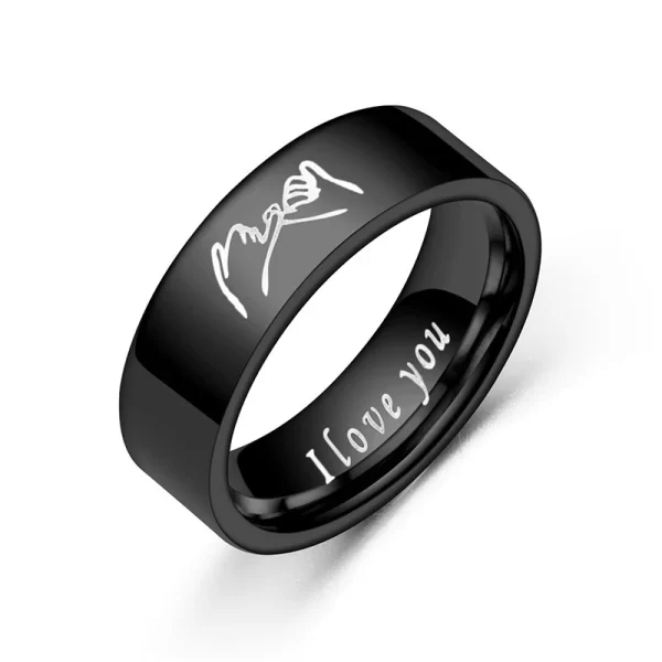 Fashion Titanium Steel Couple Rings With Letters I LOVE YOU Inside Jewelry Gifts For Love Couples Black And White Two Styles - Image 8