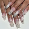 24Pcs Pink Butterfly Design False Nails Extra Long Coffin Fake Nails Wearable French Ballet Press on Nails Full Cover Nail Tips - Image 15