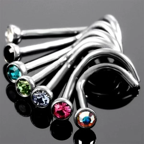 Delysia King 30pcs/set Women Punk Crystal Anti Allergy Nose Stud Bend Titanium Steel Body Puncture Jewellery - Image 4