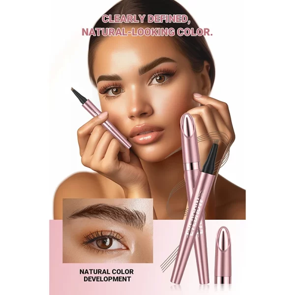 4 Fork Tip Eyebrow Pencil 3D Microblading Waterproof Dark Brown Natural Colour Fine Stroke Magic Eyebrow Pencil 2024 New Ladies - Image 3