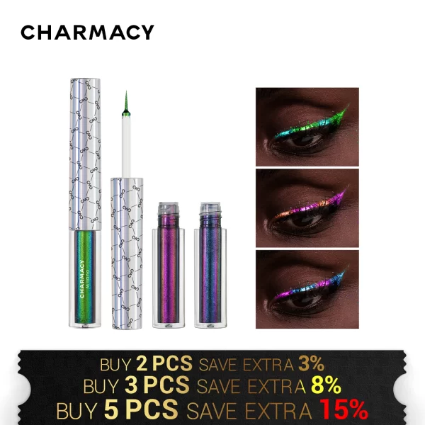 CHARMACY Chameleon Waterproof Liquid Eyeliner Glitter Long-lasting High Pigment Smudge-proof Eye Liner Makeup Cosmetic for Women - Image 2