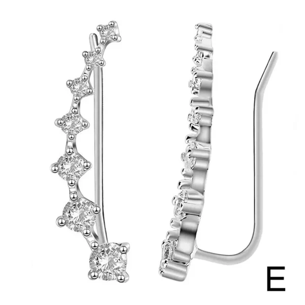 1 Pair Seven Star Crystals Leaf Shape Ear Climber Stud Earrings Alloy Ear Cuff Hook Ear Climbers For Women Girls Jewelry Gifts - Image 7