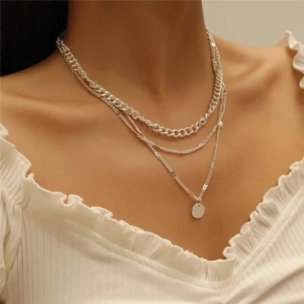 Crystal Zircon Heart Star Charm Layered Pendant Necklace Set for Women Charms Fashion Square Rhinestone Female Vintage Jewelry - Image 28