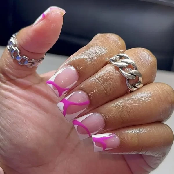24pcs Short Square False Nails French White Edge Pink Fake Nails Full Cover Nail Tips Press on Nails faux fingernail - Image 7