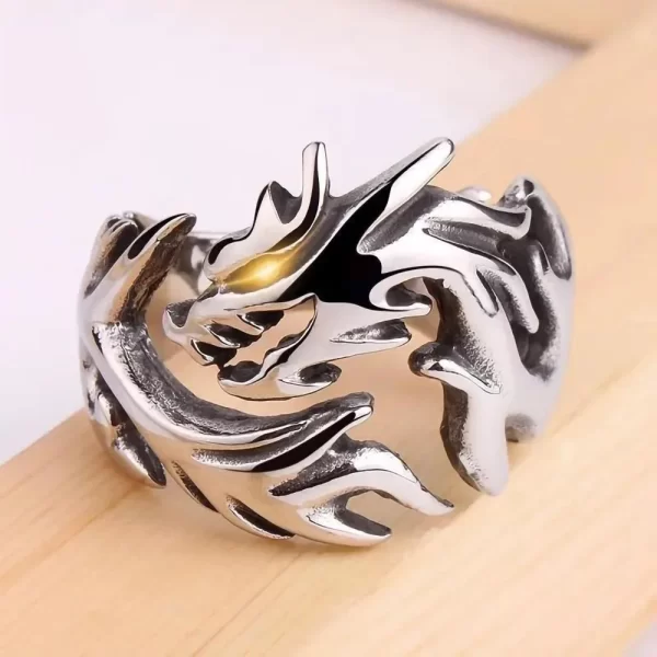 Vintage Personality Design Hollow Out Dragon Rings for Men Women Opening Stainless Steel Punk Finger Ring Hip Hop Rock Jewelry - Image 5
