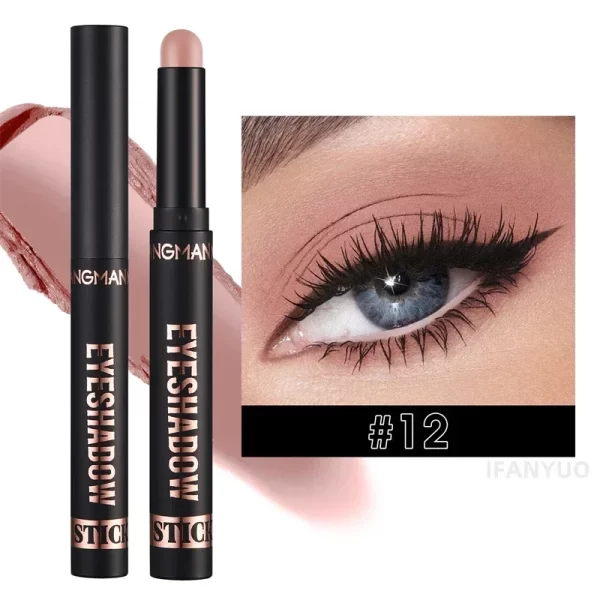 Glitter Brown Eyeshadow Pen Smoky Eyes Makeup Long Lasting Shimmer Matte Lying Silkworm Eyeshadow Pencil Highlighter Stick 1pc - Image 13
