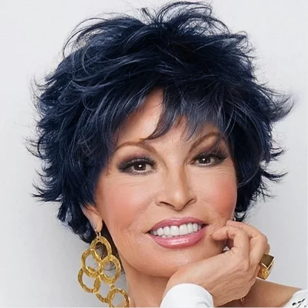 HAIRJOY Synthetic Hair Short Dark Brown Pixie Layered  Wig with Bangs  Mixed Auburn Curly Wigs for Women - Image 10