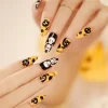24pcs Artificial Acrylic Nail Art Fake Nails Full Coverage Removable Press on Nails Halloween Pumpkin Skull Moon False Nail Tip - Image 5