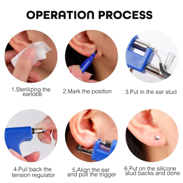 Professional Ear Piercing Gun Tools 98pcs/set  Ear Stud Stainless Steel for Ear Nose Navel Body Jewelry Piercing Kit Safety Tool - Image 7