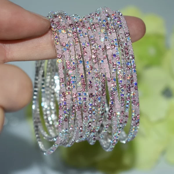 50pcs/Set Fashion Gold Multiple Colour Crystal Rhinestone Elastic Bracelet Bangle Bling Wristband Women Wedding Bridal Jewelry - Image 7