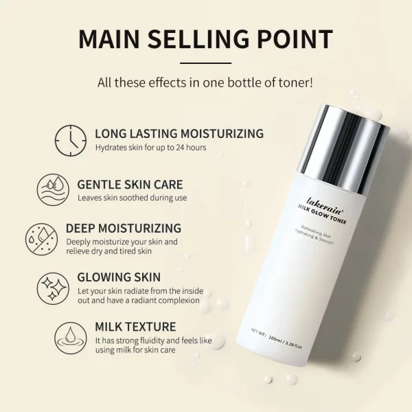 Milk Glow Toner Brightening Skin Powerfully Moisturizes Relieve Dry And Tired Skin Locks In Moisture Beauty Skin Care 100ML - Image 3