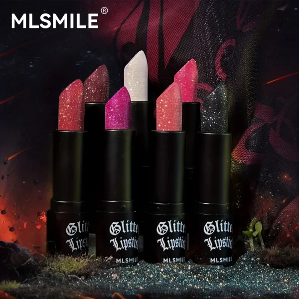 7 Colors Glitter Lipstick Hydrating Sparkling Shine Lip Color Nonstick Highly Pigmented Formula Gives Metallic Finish Lip Makeup - Image 6
