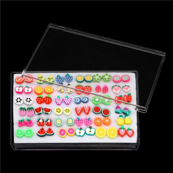 18/36Pairs Colorful Rhinestone Hollow Heart Star Flower Animal Mix Style Moon Crown Small Plastic Stud Earrings Set For Women - Image 35