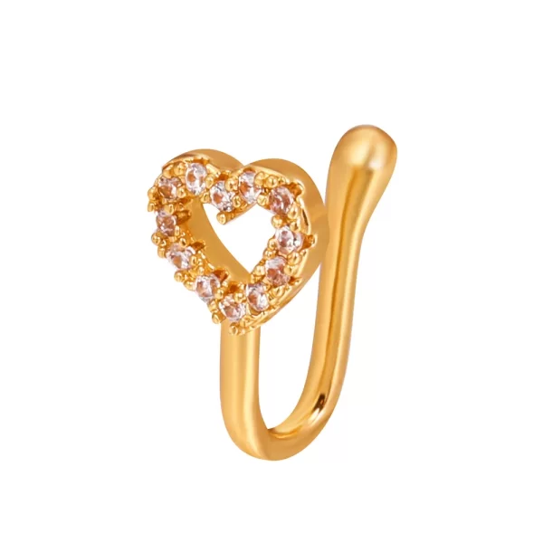 Shiny Crystal Rhinestone Hollow Heart Fake Piercing Nose Ring for Women Teens U-shaped Nose Clip Non-perforated Septum Jewelry - Image 12
