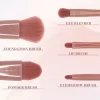 5 Piece Makeup Brush Set with Mirror Case, Travel Makeup Brush Portable Mini Multifunctional Makeup Brush Set Powder Brush - Image 4