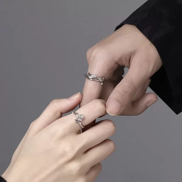 Vintage Goth Thorny Rose Couple Rings for Men Women Charm Irregularity Opening Stainless Steel Punk Finger Ring Jewelry Y2k Gift - Image 7
