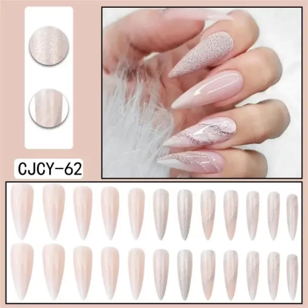Long Ballet French Nail Art White Fake Nails Manicure Press On Nails False With Designs Artificial Wearing Reusable - Image 11