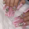 24Pcs Pink Butterfly Design False Nails Extra Long Coffin Fake Nails Wearable French Ballet Press on Nails Full Cover Nail Tips - Image 14