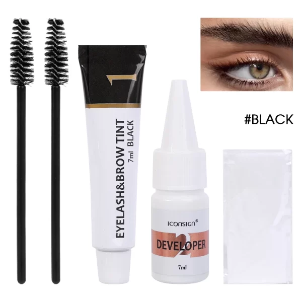 Fast Eyebrow Tint Kit Black Brown 2 in 1 Eyebrow Gel Lash Lift Tint Professional Semi-Permanent Waterproof Brow Enhancer Makeup - Image 9
