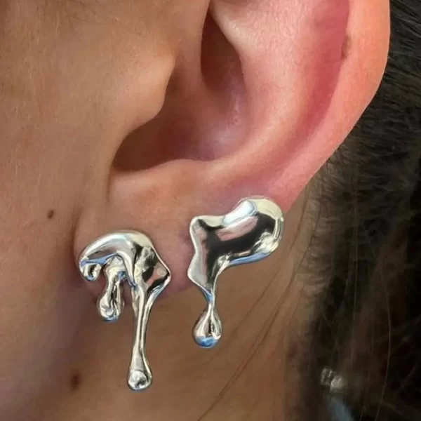 Irregular Liquid Metal Hollow Earrings Style Hip-Hop Punk Fashion Personality Long Earrings Ms Girl Travel Accessories - Image 8