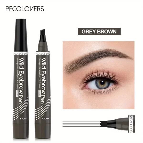 4 Forks Eye Brow Pen, 5 Color Natural Matte Liquid Tint Makeup Long Lasting Waterproof Eyebrow Smudge Proof Cosmetic - Image 5