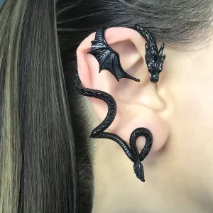Vintage Gold Color Dragon Left Stud Earrings Woman Retro Personality Design Animal New Female Ear Ornament Jewelry Stud Earrings