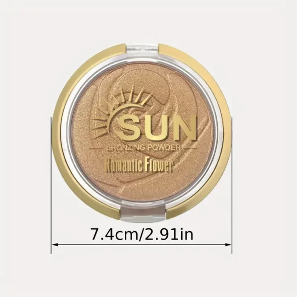 Romantic Flower Bronzing Powder For Dark Skin - 3 Colors, Shimmer Waterproof Face Makeup Highlighter, Medium Coverage, Suitable - Image 5